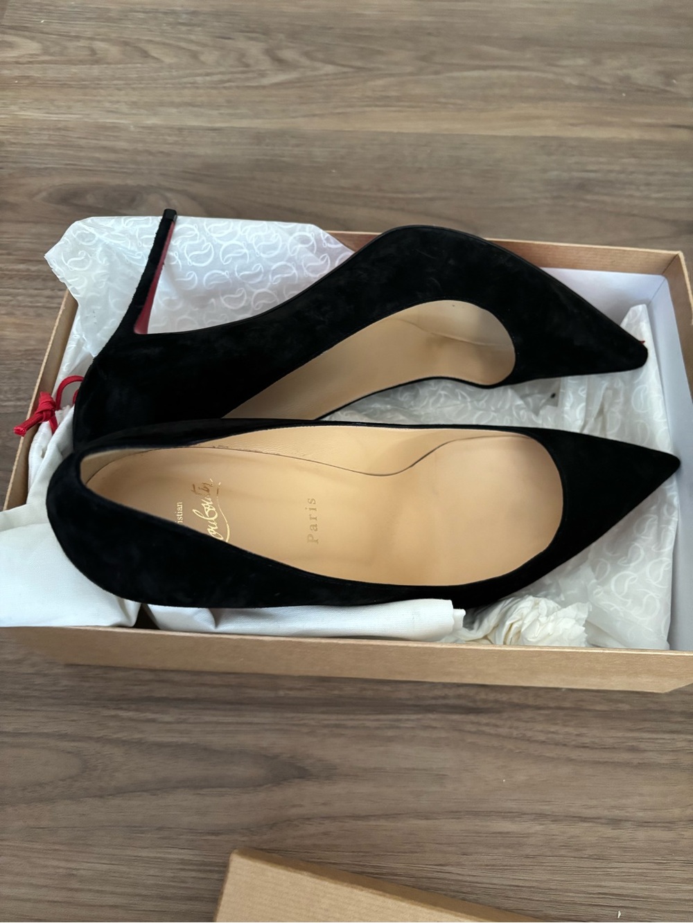 Christian Louboutin Black Suede Pointed-Toe Stiletto Pumps